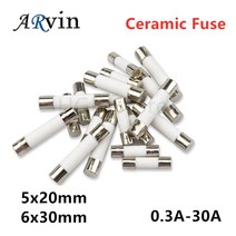 고속 블로우 튜브 퓨즈 세라믹 250V 0.5A 1A 2A 3A 4A 5A 6A 6.3A 8A 10A 15A 20A 25A 30A 5x20mm 6x30mm 10 개, [04] 3A, [02] 6x30mm