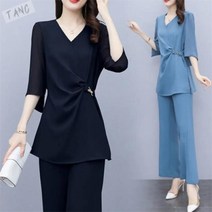 여름 여성 정장세트/반팔티/바지/브라우스/빅사이즈