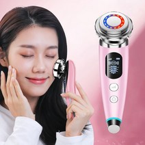 Routop 피부 마사지기 고주파 얼굴 마사지기 양음 이온 EMS 미전류 레드 블루 led 고주파 진동 V라인 잔주름 완화 아이 케어 리프팅 USB충전, 핑크