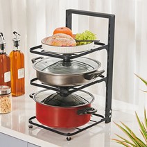 808LIFE 후라이팬 냄비 접시 정리 높이조절 수납 하부장 3단 거치대, 모던블랙