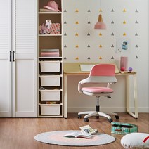 한샘 조앤라이트 책상의자 인조가죽형(컬러 1택) DIY, 고정중심봉_일반캐스터(핑크)(B)