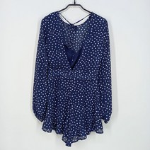 빈티지다온 에이치앤엠 여 딥브이 옆지퍼 쉬폰 점프수트 네이비