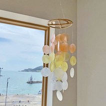 제이드미미 자개모빌 컬러 그라데이션 블루 홈카페 발리 감성인테리어 라탄 썬캐처