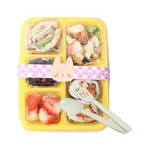 피크닉하우스 어린이5칸도시락 6p + 토끼띠스티커 6p + 스푼포크 6set, 1세트