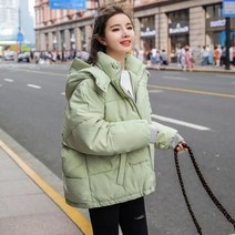 여성 겨울 패딩 미니 후드 다운 파카 루즈핏 면