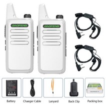 스키장무전기 1 또는 2pcs Baofeng BF-T20 미니 워키 토키 UHF 400-470mHz 지원 USB 충전 16 채널 햄 CB 휴대용 라디오 BF-888S, CHINA_white add headset