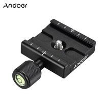 Andoer QR-50 빠른 릴리즈 플레이트와 클램프 어댑터 내장 거품 수준 아르카 스위스 RRS 윔 벌리 삼각대 볼 헤드에 대한, 검은