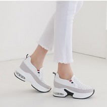 통굽 키높이 소가죽 슬립온 엄마운동화 중년여성 50대 슬립온 끈없는운동화