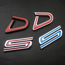 알파벳 D S 메탈 엠블럼 영어 3d 스티커 신차선물 동호회 자동차용품 배지 커스텀, S 크롬/블루