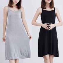 마롱패션 끈 나시 슬리브 민 소매 컬러 이너웨어 원피스 드레스 슬림핏 베이직