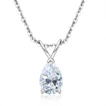 Anu 1.5ct D 컬러 배 컷 Moissanite 다이아몬드 18K 골드 도금 펜던트 목걸이 여성 기념일 선물 도매, 01 White_01 45cm