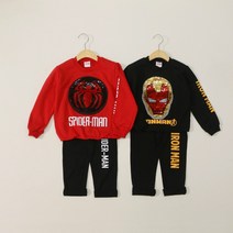 남아 반전 스팽클 스파이더맨 아이언맨 상하복세트