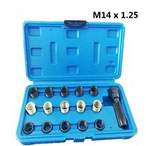 헬리코일 helicoil kit 16pcs 14mm 점화 플러그 재 스레드 키트 리머 탭 스레드 수리 m14x1.25 자동차 도구 수리를위한 실린더 헤드 헬리코일 차량 자동