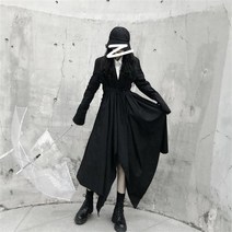 진 한 디자인 넥타이 불규칙 블랙 롱 스커트 블라우스 블라우스 스커트 허리 심 플 셔츠 드레스 캐 주 얼 롱 스커트