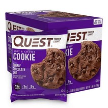 Quest Nutrition 더블 초콜릿 칩 프로틴 쿠키 12개입 고단백 저탄수, 12 Count (Pack of 1), Double Chocolate Chip