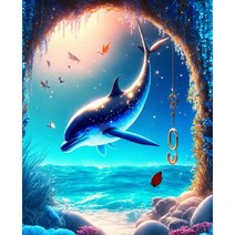 밤하늘 돌핀 동물 우드 직소퍼즐 달빛 환상의 커플 돌고래 해저 세계 행운 부귀 불어오는 그림퍼즐 집콕취미 스트레스 해소 300 500 1000피스 최신상, 보라문 돌핀 퍼즐선택01, 1000조각