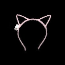 루비나 LED 고양이 머리띠 애니멀 야광봉, 1개, 연핑크