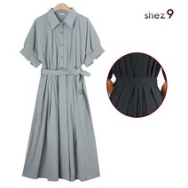 쉬즈넘버나인 타스 버튼 장식 벨티드 원피스