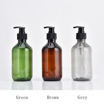 300ML 500ML X 10 갈색 녹색 회색 빈 로션 플라스틱 병 샴푸 샤워 젤 컨테이너 펌프 개인 관리, [02] 500ML, [03] Brey Bottle