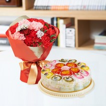 유어버스데이 백년초떡케이크2호+퍼플꽃다발 꽃배달 선물