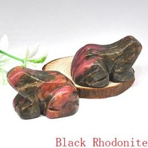 조각상 정원조각상 조형물 정원장식품 1.5인치 개구리 인형 천연석 자수정 이끼 마노 조각 동물 동상 방 장식 치유 결정 보석 공예 선물, 블랙로도나이트, 10개