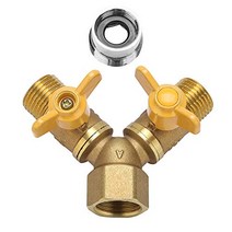 G１/2 2 Way Tap Adapter with Copper Valve Switch Water Separator Washing Machine Faucet Connector, 1