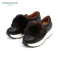 [크로커다일레이디] 천연가죽 털장식 슬립온