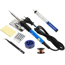 납땜 고열 인두기 전기인두기 60W 및 80W 중 온도 조절 가능 220V 110V 용접 인두 히트 펜슬 팁 툴 키트, CHINA, 220V EU Plug Version, 60W Iron Kit