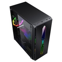 PC 케이스 컴퓨터 본체 조립 박스 데스크톱 RGB 불빛에 전원 후면 라인 U3 사이드 스포일러, 04.블랙 2.0 에디션(무풍기), 01.공식 표준 분배