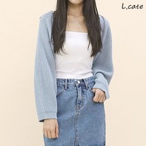 엘케이트 여자 가디건 LBLT062 볼레로 니트 벌룬 소매 아우터아이보리 핑크 소라 차콜 검정 색 여성의류 여자의류 여성가디건 편한가디건 데일리아우터 가디건코