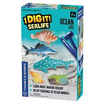 Thames & Kosmos I Dig It! Sealife – 해양 생물 발굴 키트 | 수중 고고학 해양 생물학 탐험 | 석고 블록에서 플라스틱 바다 생물을 파기 | 먼지 방지