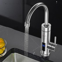 가정용전기보일러 전기 순간온수기 220v 110v eu 플러그 수도꼭지 lcd 디스플레이 360도 조절 가능한 냉수 이중 사용 가열 탭 돼지꼬리히터 대체 심야 전기온수기 상향식, 스테인레스 스틸, 미국 플러그