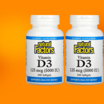 비타민d3 Natural Factors 비타민D3 125mcg(5OOOIU + 아마씨오일 비타민D-3 소프트젤 [24O정*2병]
