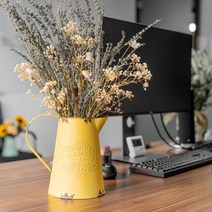 APSOONSELL 노란색 금속 꽃병 빈티지 주전자 투수 초라한 세련된 장식 소박한 농가, Yellow