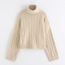 일상화보 바빈 여성 꽈배기 폴라 니트