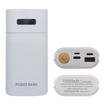 유형 C + 마이크로 USB + 8 핀 입력 버전 2X 18650 18700 21700 DIY 파워 뱅크 케이스 USB 휴대 ​​전화 충전기 LED 램프, 하얀색