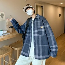 봄과 가을 신작 남성용 긴팔 셔츠 남성용 체크 무늬 느슨한 모든 경기 캐주얼 재킷