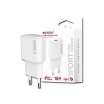 스피디 아이폰12 pro 아이폰 PD 퀵차지 퀄컴 3.0 고속 충전기 어댑터 18W, 케이블 포함 (F096)