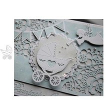 꽃마차 화분 받침대 Mmao 공예 금속 강철 절단 다이 아기 트롤리 크래들 스텐실 DIY 스크랩북 종이사진 카드 엠보싱, B1045