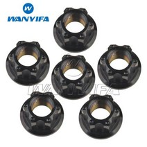 Wanyifa 티타늄 너트 M6M8M10M12M14M16 Torx 플랜지 육각 너트 오토바이 리어 액슬 6pcs, M16 1.5Pitch+Black