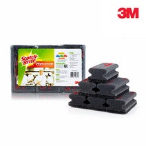 3M 강력 블랙 스펀지 수세미 6개입, 1, 1
