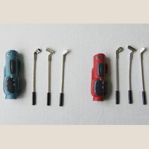 골프매니아 취미 선물용 미니어처 골프백 골프채 2개 선반장식용, 레드