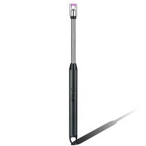 360 ° 전기 아크 플라즈마 롱 캔들 라이터 USB 방풍 바베큐 주방 가스 스토브 플레임 없는, BK