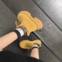 여성 가죽 부츠 통굽 앵클부츠 키높이 발편한 신발 여자부츠 워커 가을 겨울 롱부츠 별빛스토어 aiyi-inner 가죽 두꺼운 가죽 두꺼운 단독 호넷 마틴 부츠 여성 짧은 부츠 가을과 겨울 새 숙녀 대황 부츠