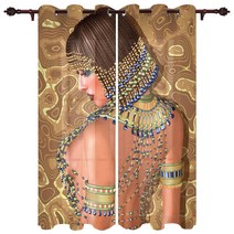 비즈발 Egyptian Woman Golden Beads Fashion Girl Curtains for Bedroom Living Room Drapes Kitchen Chil