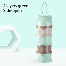간식메이커 붕어빵기계 와플기계3/4 레이어 곰 스타일 휴대용 유아식 저장 상자 필수 시리얼 만화 우유, 05 side open green 4
