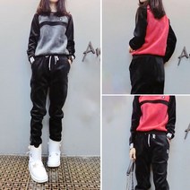 M~3XL 여성 맨투맨 바지 상하세트 벨벳 트레이닝복 세트
