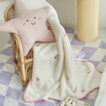 래빗 자수 극세사 블랭킷