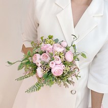 조화 부케 꽃 셀프 웨딩 브라이덜샤워 촬영 소품, 2.라넌수국부케(핑크)