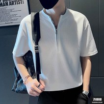 가바바 남성 티셔츠 와플반파 넥 지퍼라인 헨리넥티셔츠 G69363